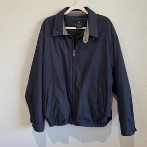 VINTAGE Bill Blass Black Label Fleece Lined Jacket Full Zip Bomber‎ Mens XL Navy